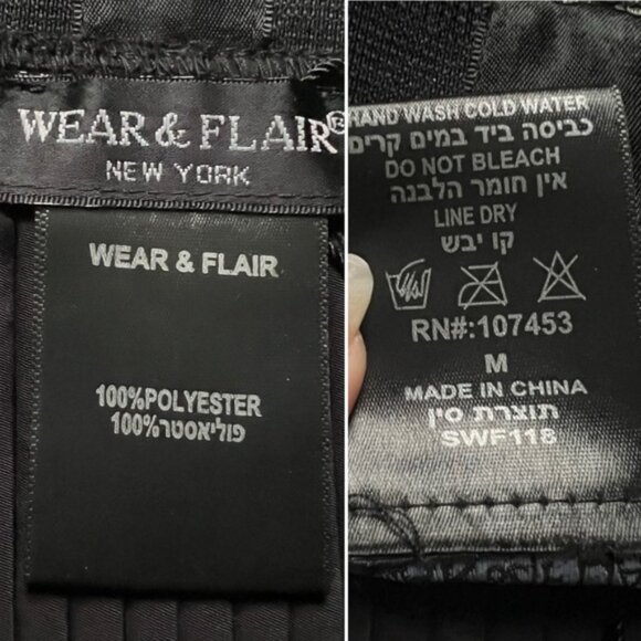 Black Shiny Pleated Knee-Length Midi Thick Elastic High-Waist Modest Skirt Sz M - Picture 15 of 16